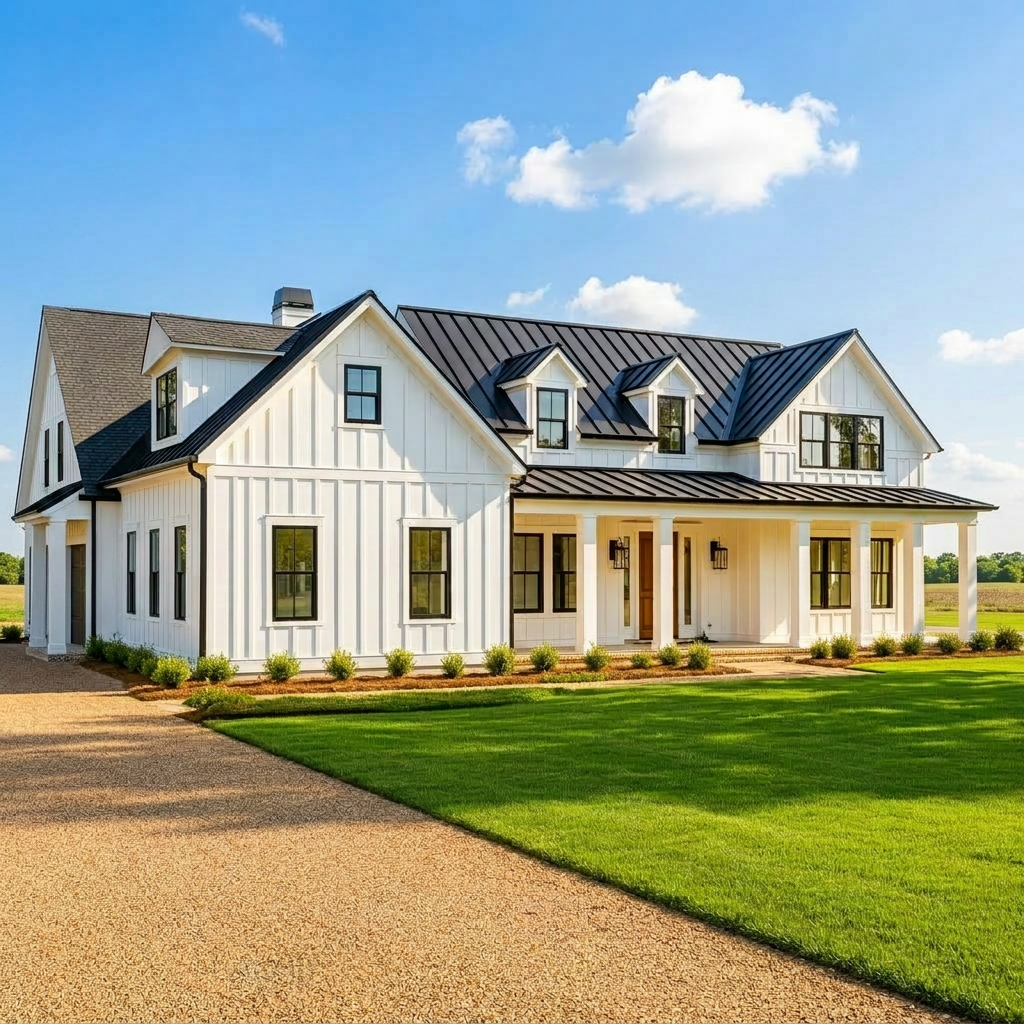 Home exterior in midday daylight before day-to-dusk edit