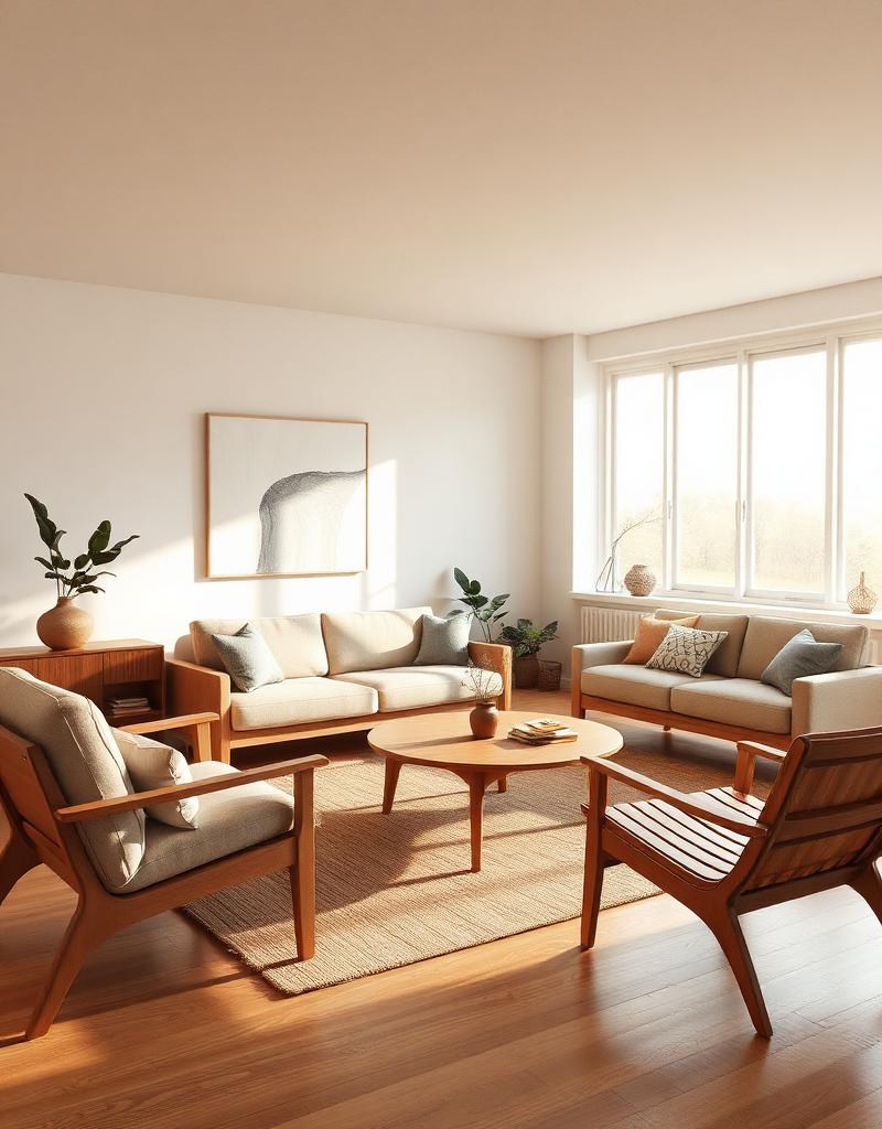 Beautifully staged mid-century modern living room